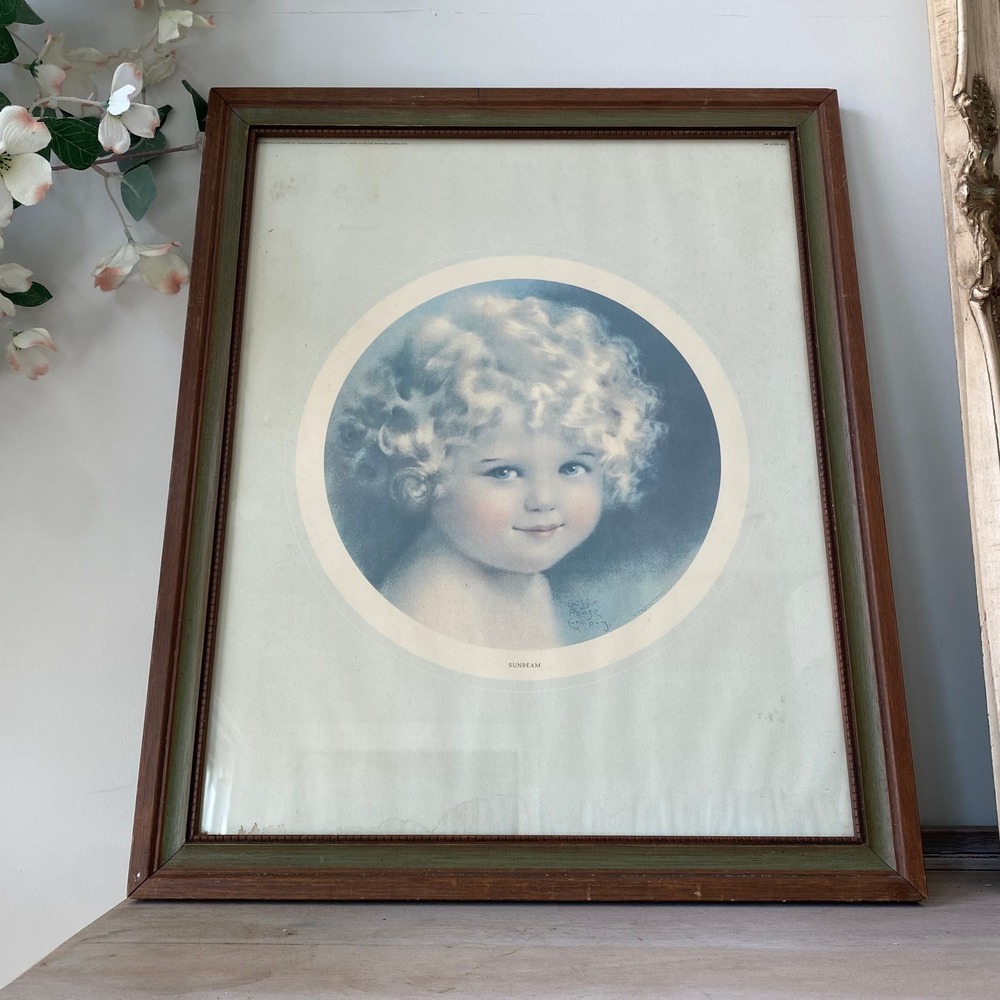 Vintage Bessie Pease Gutmann "Sunbeam" Framed Lithograph 18x22